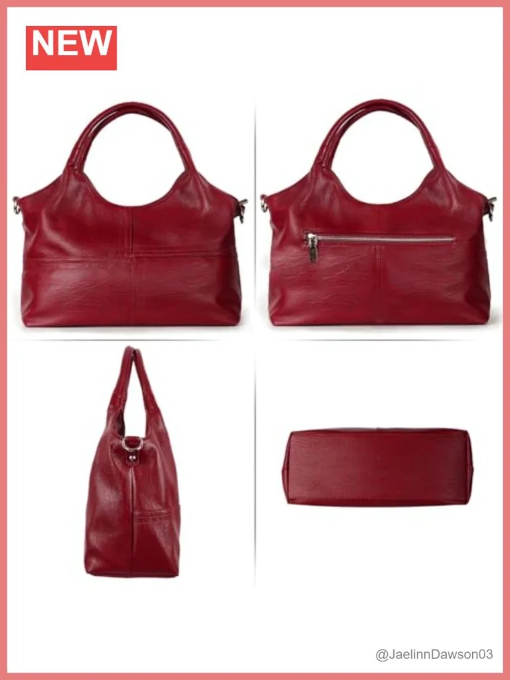 Vegan Leather Tote Hobo Bag with Detachable Strap Women's Handbag